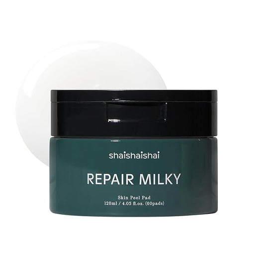shaishaishai REPAIR MILKY Skin Peel Toner Pads, Gentle Exfoliating Toner Pads with PHA 2% & Vegan Formula, Rice Toner, Prequel Skincare, Korean Skincare, 60 pads