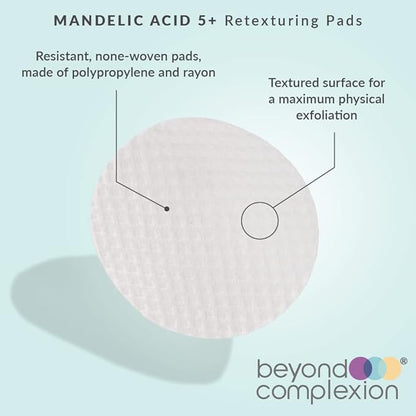 Mandelic Acid 5% Resurfacing Pads for Face with Green Tea, Hops, Aloe Extract and Phytic Acid - Exfoliating Facial Peel Pads for Minimizing the Appearance of Pores (60 PADS)