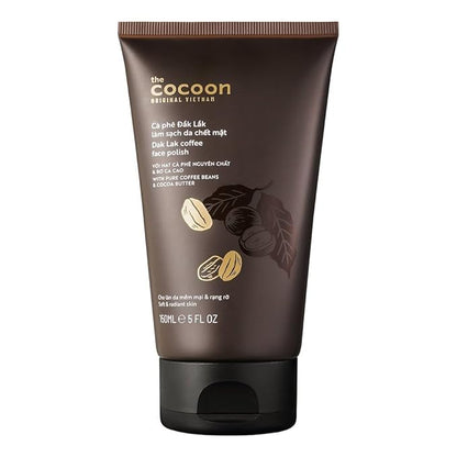 Cocoon Dak Lak Coffee Face Polish with Cocoa Butter & Safflower Oil. 100% Vegan Exfoliating Scrub for Smooth & Glowing Skins | Anti Blackheads, Enlarged Pores, Wrinkles & Fine Lines (5.07 fl oz)