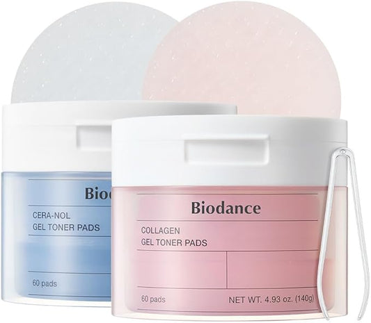 BIODANCE Gel Toner Pads Duo: Collagen & Ceramide Panthenol Toner Pads Set, Korean Skincare Set, Christmas Gifts Stocking Stuffers for Plumping, Pore Perfecting, Hydrating, Moisturizing