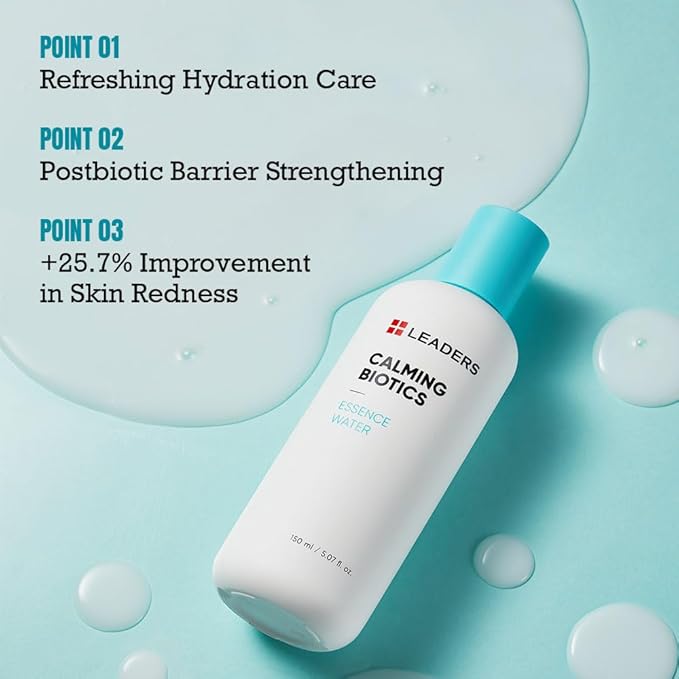LEADERS Cosmetics Calming Biotics Essence Water - 150ml/5.07 Fl Oz Hydrating Strengthening Nourishing and Deep Moisturizing Toner for Sensitive Skin
