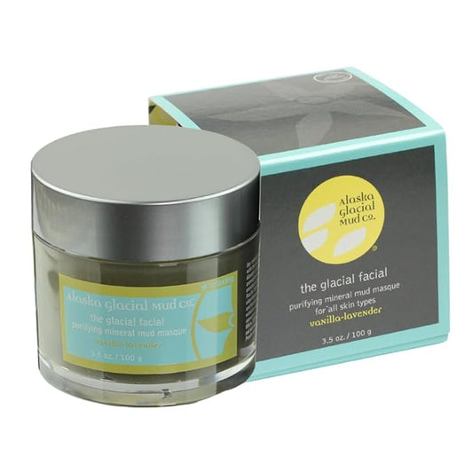 Alaska Glacial Purifying Mineral Mud Mask with Glacial Clay & Botanicals | Gently Detoxifies, Hydrates & Smooths | Anti-Aging Facial for Sensitive Skin – Vanilla & Lavender, 3.5oz
