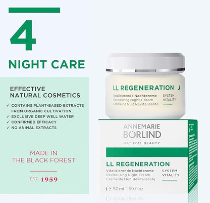 ANNEMARIE BÖRLIND - LL REGENERATION Revitalizing Night Cream - Natural Anti Aging Vitamin C, E and Retinoid Face Cream for Visibly Firmer and Wrinkle Free Skin - Step 4 of 5-1.69 Oz.