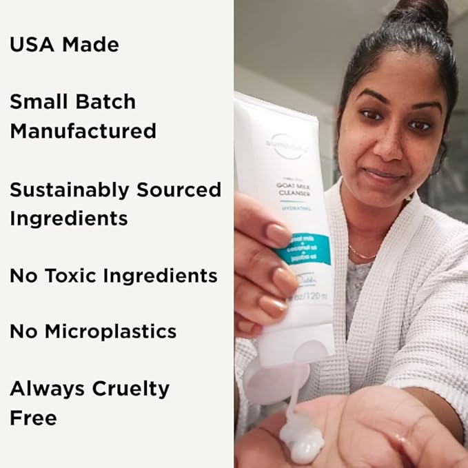 Sumbody Face Wash for Women & Men Goat Milk Cleanser – (4oz) Cruelty Free Face Wash, Organic Gentle Face Cleanser with AHAs & Vitamins for Sensitive Skin, Day and Night Face Wash Cleanser for Dry Skin