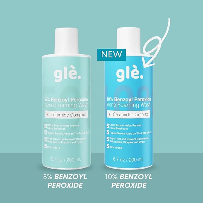 Gle Clean Acne Foaming Wash Face, Skin, Back and Body - 6.7 Fl Oz - Dermatologist-Tested Non-Foaming Cleanser - Vegan, Cruelty-Free