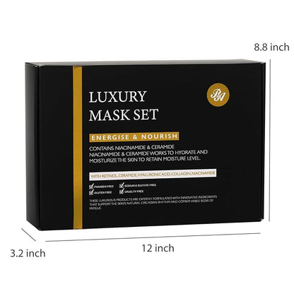 Charcoal Face Sheet Mask Pack, 55Pcs Skin Care Set for Women & Men, Hydrolyzed Real Collagen Mask, Hyaluronic Acid Face Serum, Gel Eye Patches, Gel Lip Mask, Lip Scrub, Christmas, Birthday Gift, Dad