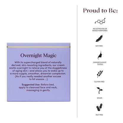 Womaness Overnight Magic Night Face Cream – Anti Aging Face Cream for Women – Hydrating Night Moisturizer with Hyaluronic Acid & Bakuchiol Retinol Alternative – Aging Skin Care for Women – 1.7oz