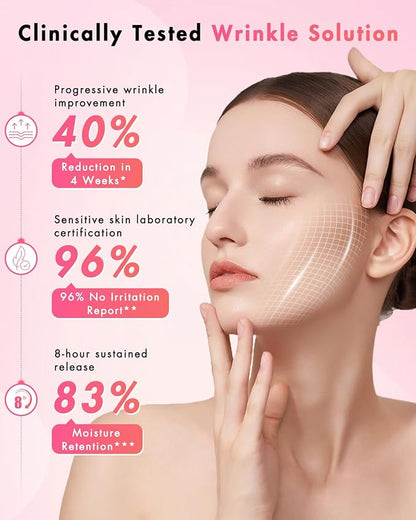 Forehead Wrinkle Patches & Smile Line Patches, Overnight Facial Wrinkle Treatment with Hyaluronic Acid, Aloe, Collagen & Vitamin E to Lift Smile Lines for Women 36pcs with Face Retinol Cream