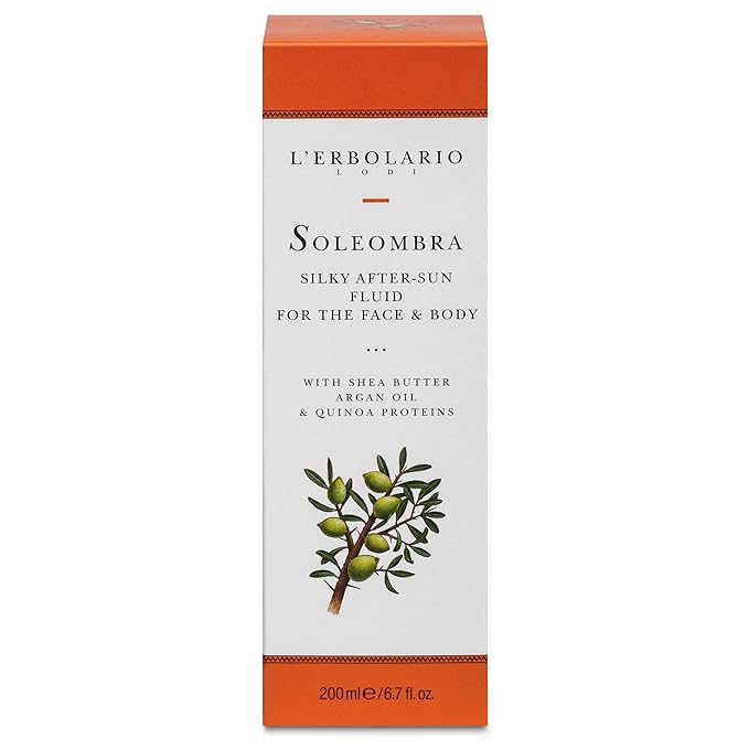 L'Erbolario Soleombra Silky After-Sun Fluid - After Sun Lotion with Aloe Vera Gel for Deep Hydration - Summer Essentials with Shea Butter - 6.7 oz