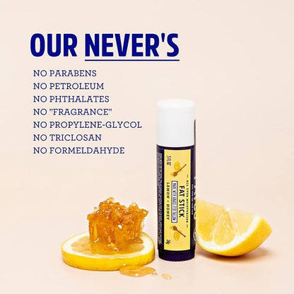 FATCO Fat Stick and All Purpose Moisturizing Stick for Dry Areas on your Face, Lips, and Body - Lemon + Honey (2-Pack)