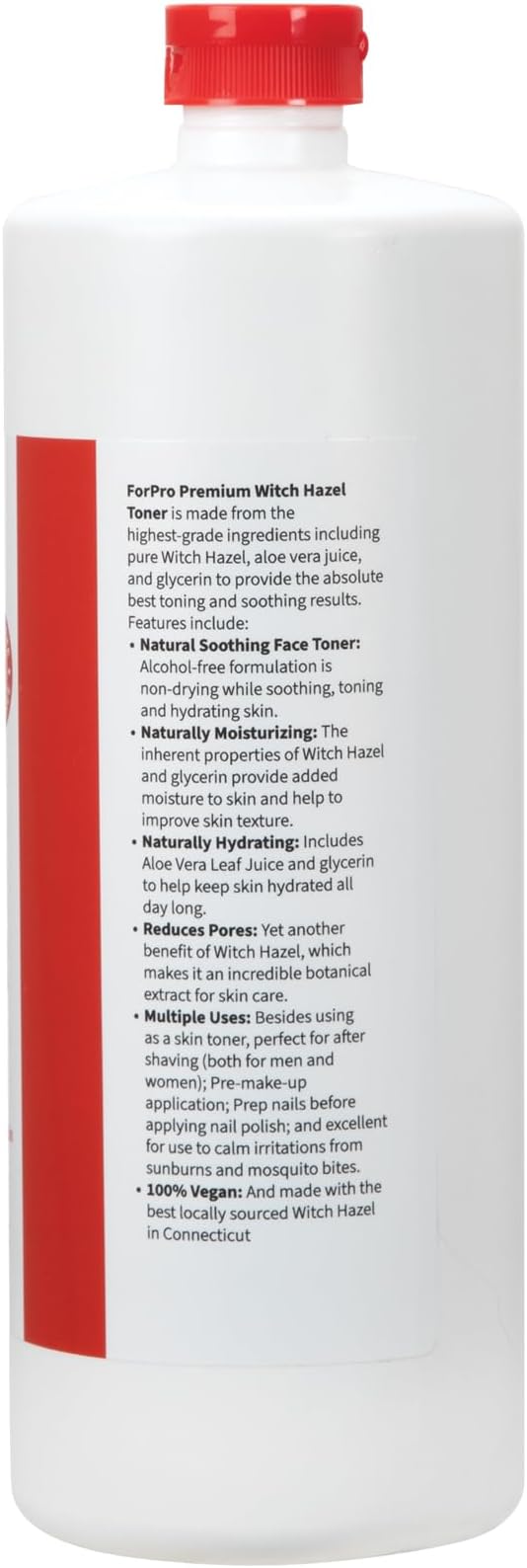 ForPro Premium Witch Hazel Toner, Alcohol-Free, Naturally Soothe, Tone & Hydrate Skin, Vegan, Cucumber Scent, 32 Fl Oz (Pack of 4)