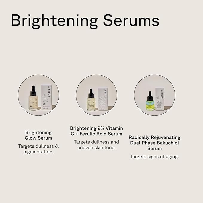 Acure Brightening Glow Serum - Anti Aging Face Serum, Bright Glow for Women & Men, Facial Skincare with Argan Oil and Cranberry Seed Oil, Vegan & Cruelty Free - 1 fl oz (2 Pack)