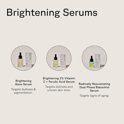 Acure Brightening Glow Serum - Anti Aging Face Serum, Bright Glow for Women & Men, Facial Skincare with Argan Oil and Cranberry Seed Oil, Vegan & Cruelty Free - 1 fl oz (2 Pack)