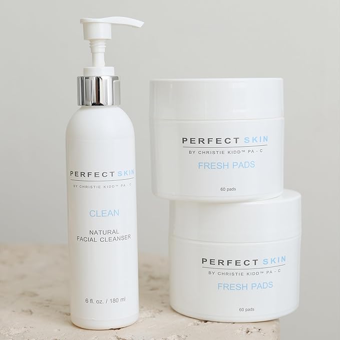 Fresh + Clean Duo Perfect Skin by Christie Kidd, PA-C | Natural Face Cleanser & Exfoliating Pads Set | Clean, Soothe, and Refine Skin