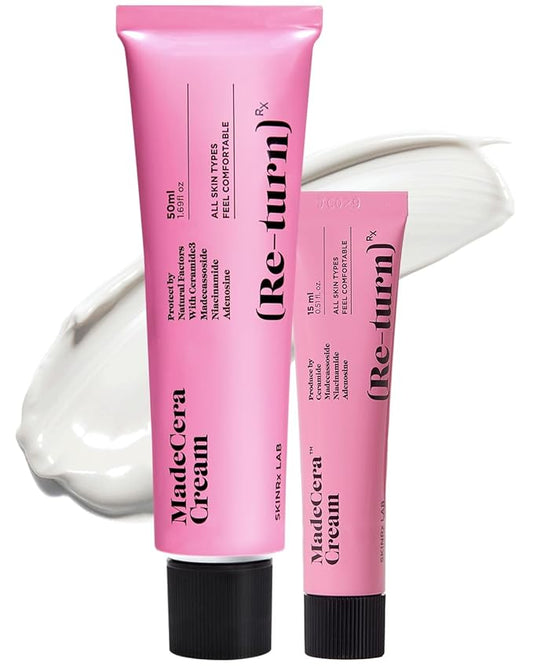 SKINRxLAB Made Cera Cream - Acne & Redness Relief Face Moisturizer, Sebum Control, Improving Skin Barrier with Ceramide and Madecassoside, Anti-Aging and Pore Minimizing Face Cream, 1.69 + 0.5 fl.oz.