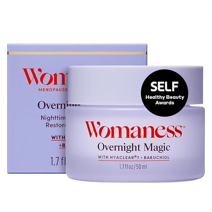 Womaness Overnight Magic Night Face Cream – Anti Aging Face Cream for Women – Hydrating Night Moisturizer with Hyaluronic Acid & Bakuchiol Retinol Alternative – Aging Skin Care for Women – 1.7oz
