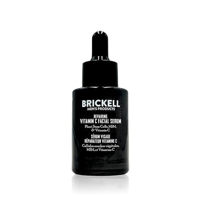 Brickell Men's Anti Aging Vitamin C Serum For Face, Repairing Night Facial Serum for Men, Natural and Organic Hyaluronic Acid Serum For Face to Diminish Wrinkles and Reduce Redness, 1 Ounce, Scented