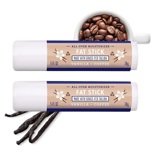 FATCO Fat Stick and All Purpose Moisturizing Stick for Dry Areas on your Face, Lips, and Body - Vanilla + Coffee (2-Pack)