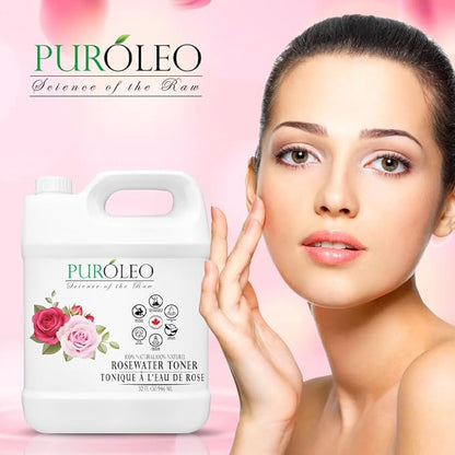 PUROLEO Rose Water 32 Fl Oz/946 ML (Packed in Canada) Pure & Natural Skin Care Setting Spray and Toner - Premium and Luxury Self Care with Rosewater for Face, Makeup Setting Spray, and Facial Mist