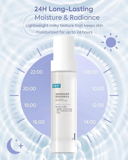 KOMFYMED Aqua Luminous Moisturizing Essence Toner with Sodium Hyaluronate & Algae Extract - Deep Hydration, Radiance Boost, Lightweight Facial Essence for All Skin Types, 120ml / 4.05 fl.oz