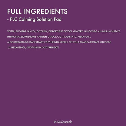 Dr.Ceuracle PLC Calming Solution Pad - Instant Calming and Soothing Toner Pad for Sensitive Skin, Korean Post Laser Skincare (130 Pads)