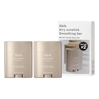 Abib Airy Sunstick Protection Bar DUO Broad Spectrum SPF50+ 1.62 oz / 46 g (Semi-matte) | Korean Suncreen Stick Suncare Sunblock, No Whitecast, Protector Solar Barra, Water resistant