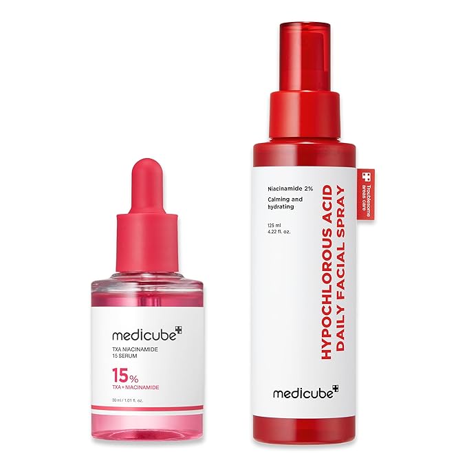 medicube Red Power Duo for After Spot Care Use: TXA+Niacinamide 15% Glow Facial Serum and Power Soothing Spray