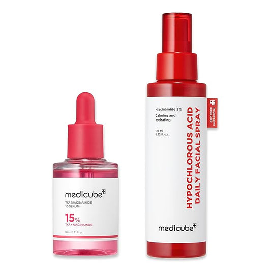 medicube Red Power Duo for After Spot Care Use: TXA+Niacinamide 15% Glow Facial Serum and Power Soothing Spray