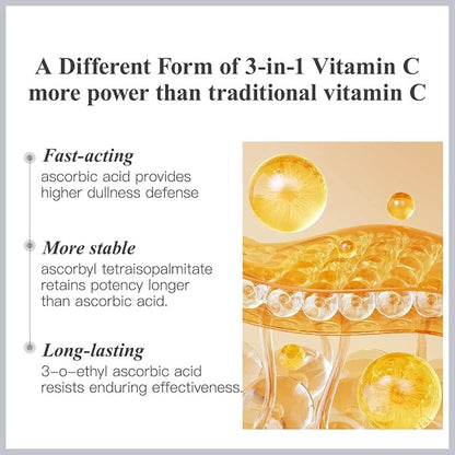 HKH Triple Vitamin C Dark Spots Correction Capsules Serum For Face,Camellia VE Anti-Aging Essence For Women Camellia Niacinamide serum For Women To Tighten Sagging Skin And Reduce Fine Lines