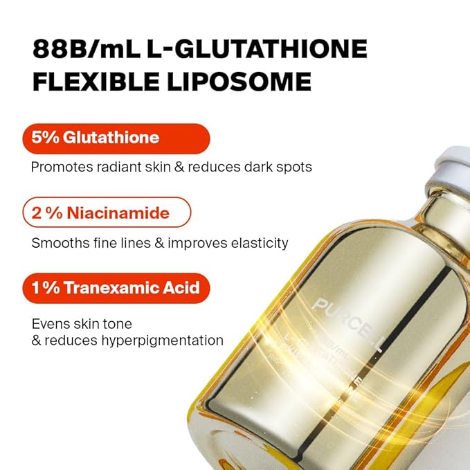 5% Glutathione Face Serum - High Concentration with Vitamin B3, Vitamin E, Tranexamic Acid, Hydrating & Brightening, Lightweight, 1.01 oz