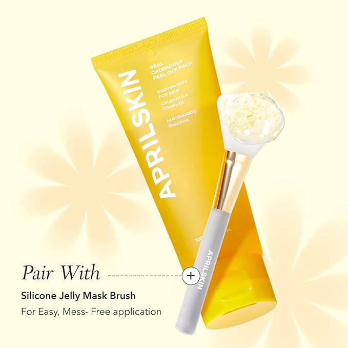 APRILSKIN Pore Care & Glow Duo with Jelly Brush: TXA Niacinamide 99 Overnight Wrapping Mask Duo and Jelly Brush, Calendula Flower-Infused Facial Peel Off Mask and Jelly Brush