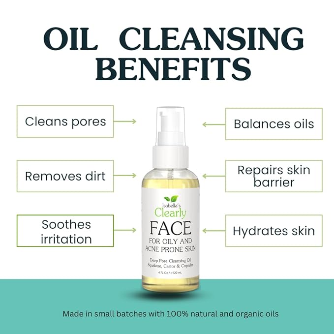 Clearly FACE, Natural Oil Cleanser Face Wash and Makeup Remover | Gentle Cleansing Oil with Avocado, Argan, Blue Tansy and Vegan Squalane | Pure & Toxin-Free, Water Free, Made in USA