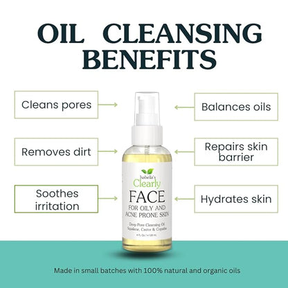 Clearly FACE, Natural Oil Cleanser Face Wash and Makeup Remover | Gentle Cleansing Oil with Avocado, Argan, Blue Tansy and Vegan Squalane | Pure & Toxin-Free, Water Free, Made in USA