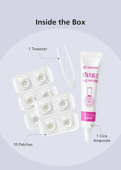 Quick Calming Magnesium Patches(20 patches) with Cica Ampoule - Intensive Care, Pimple patches, Hydrocolloid Band, Zits Spot care Overnight Home Care 2-8 hours, New boxs types