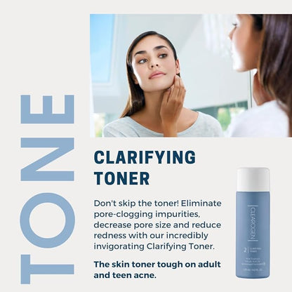 Clearogen Clarifying Toner for Acne and Blemishes, Face Toner, Facial Toner, Skin Toner, Acne Toner, Toner Oily Skin, Salicylic Acid Toner, Astringent for Face, Toners, 4 Fl Oz