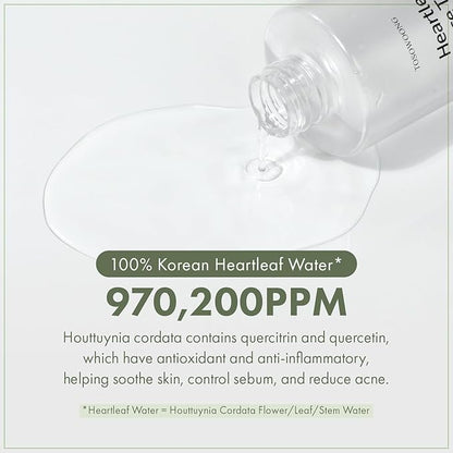 TOSOWOONG Heartleaf Face Toner with 970,200ppm Heartleaf Water, Centella, Hyaluronic Acid, Witch Hazel, Trouble Care, Acne-Prone, Calming, Hydrating, Purifying, Korean Skin Care, 250ml, 8.45 fl.oz.