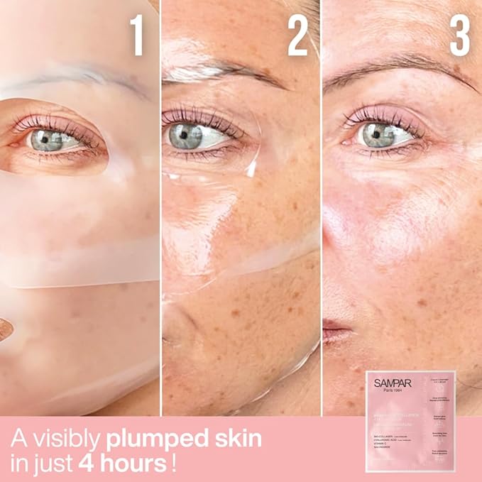 Sampar Hydrafuse Collagen 4 Hours or Overnight Mask – Korean Skincare for Radiant, Smooth Skin | Anti-Aging Face Mask with Ultra-Potent Collagen to Reduce Wrinkles, Tighten Pores & Boost Glow (4-Pack)