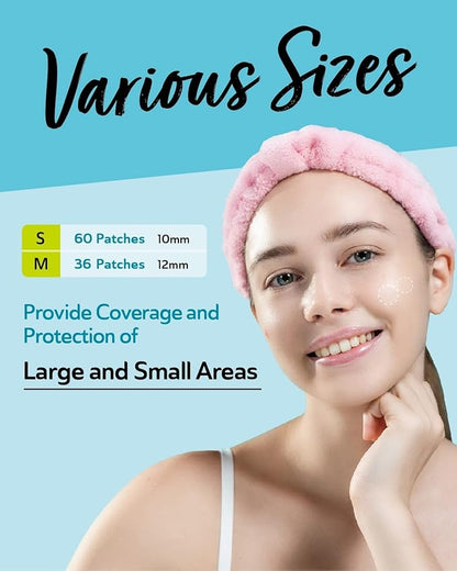 DERMA ANGEL Invisible Salicylic Acid Pimple Patches for Face - Redness Reducing Hydrocolloid Acne Patches, Clear Pimple & Zit Patches for Blind Pimples - 96 Count 2 Sizes Soothing Plus (Clear Patch)