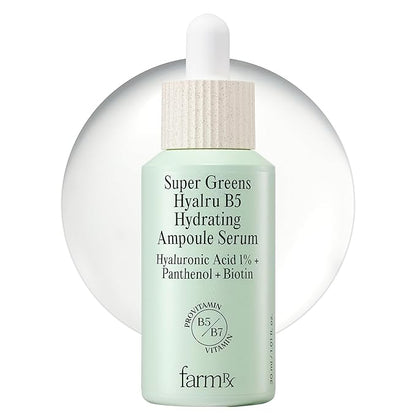 Farm Rx Super Greens Hyalru B5 Hydrating Ampoule Serum (latest version) - Korean Skin Care, Lightweight, All-Day Hydration. Hyaluronic Acid, Panthenol, Vegan (1fl oz)