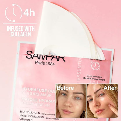 Sampar Hydrafuse Collagen 4 Hours or Overnight Mask – Korean Skincare for Radiant, Smooth Skin | Anti-Aging Face Mask with Ultra-Potent Collagen to Reduce Wrinkles, Tighten Pores & Boost Glow (4-Pack)