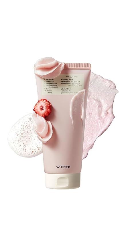 Whipped Korean Skincare Face Wash, Hydrating Vegan Facial Cleanser for Dry Skin with Niacinamide, Hyaluronic Acid, Ceramide, Strawberry & Vanilla, Cleanser for Sensitive Skin
