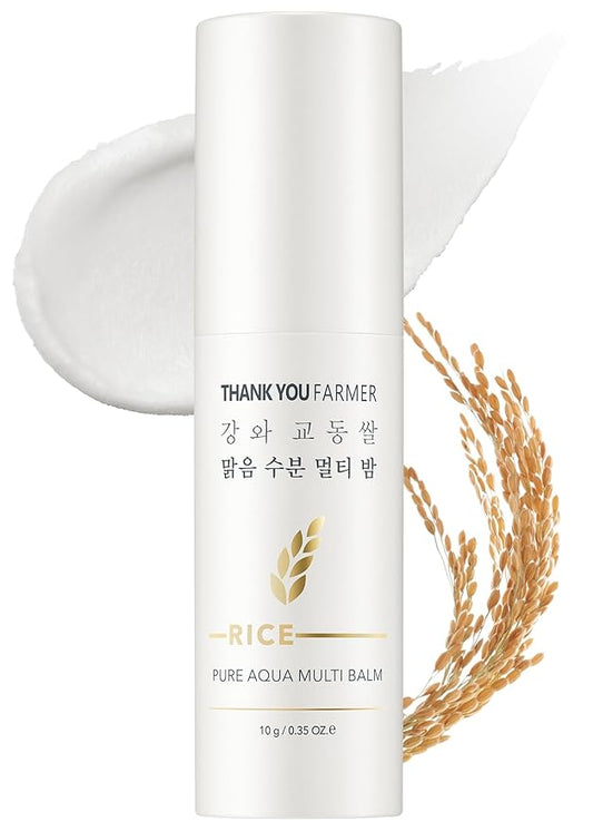 THANKYOU FARMER Rice Pure Aqua Multi Balm - Exclusive Korean Rice Extract, 5 Ceramide, Eye Treatment Balm, Korean Multi Balm Stick for Face, Fragrance-Free