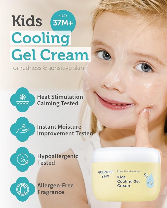 GOONGBE Kids Sun Lotion SPF 40 & Cooling Gel Cream - Zinc Oxide Mineral Sunscreen & 3-Second Soothing Relief - Korean Skincare for Sensitive Skin - Vegan Hypoallergenic, 2.82oz & 3.38oz