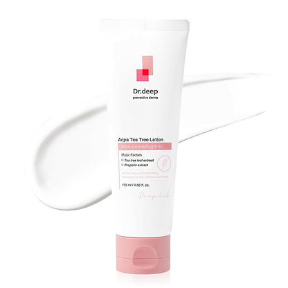 Dr.Deep Acpa Tea Tree Lotion - Lightweight & Non-Greasy Facial Moisturizer for Acne-Prone, Oily, & Sensitive Skin, Non-Comedogenic Formula with Tea Tree Extract - 4.05 fl. oz / 120ml