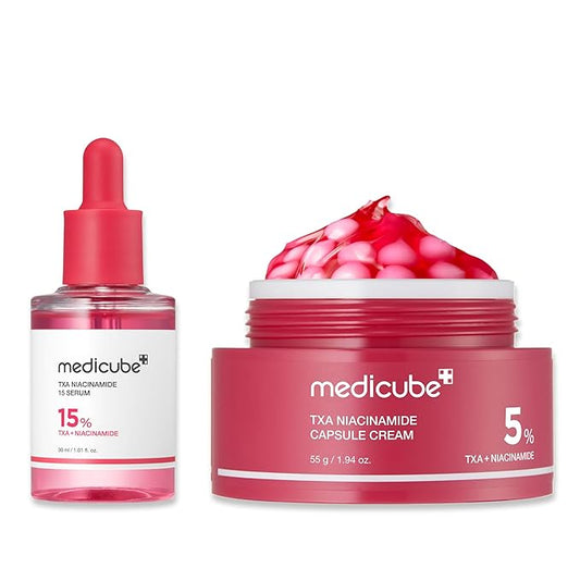 medicube TXA Glow & Care Duo: TXA+Niacinamide 15% Glow Facial Serum and TXA+Niacinamide Capsule Cream