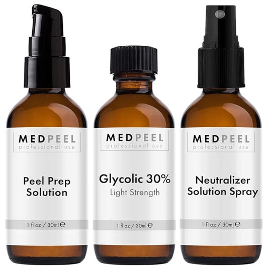 MedPeel Glycolic Acid 30% Peel Kit – Includes Peel, Prep & Neutralizer – Light Strength Chemical Peel for Fine Lines, Wrinkles & Radiant Skin – Suitable for All Skin Tones – 1oz (3pc Set)