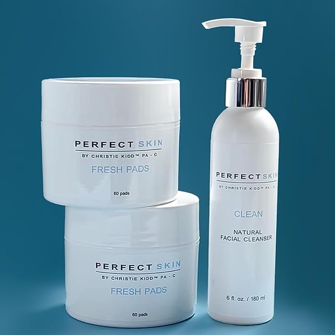 Fresh + Clean Duo Perfect Skin by Christie Kidd, PA-C | Natural Face Cleanser & Exfoliating Pads Set | Clean, Soothe, and Refine Skin