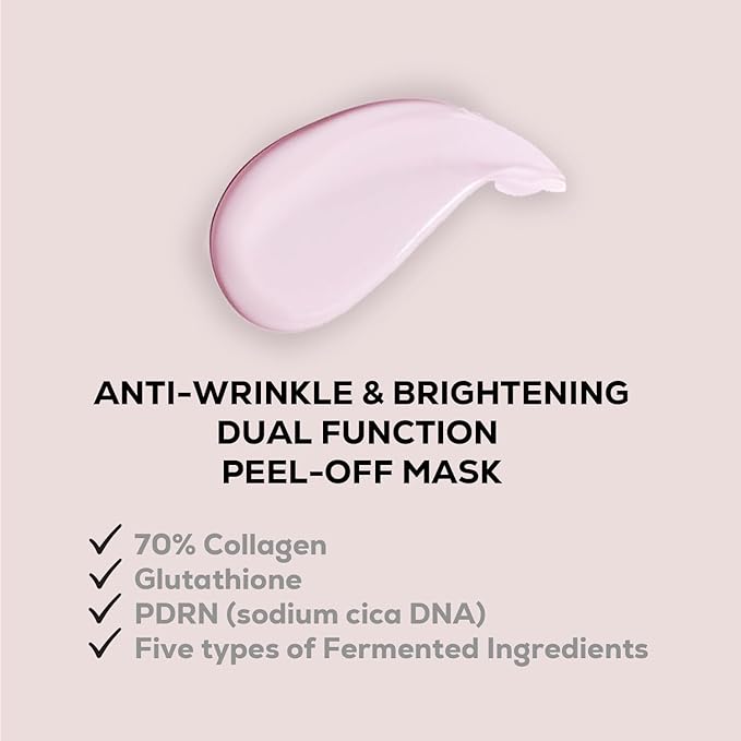 Collagen 70 PDRN Glow Mask 2.82 fl.oz, Korean Peel-Off Mask for Firming, Glass Skin, Glutathione, Cica PDRN, Slow-Aging, Hydrating, Vegan K-Beauty Skin Care