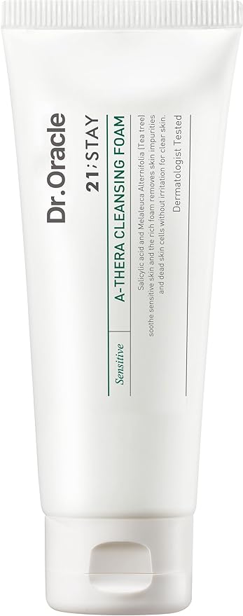 DR.ORACLE 21 Stay A-Thera Cleansing Foam – Tea Tree Oil & Salicylic Acid Cleanser for Hormonal Acne, Pore Deep Cleansing Foam, Korean Skin Care, Dermatologist Tested 3.38 fl oz