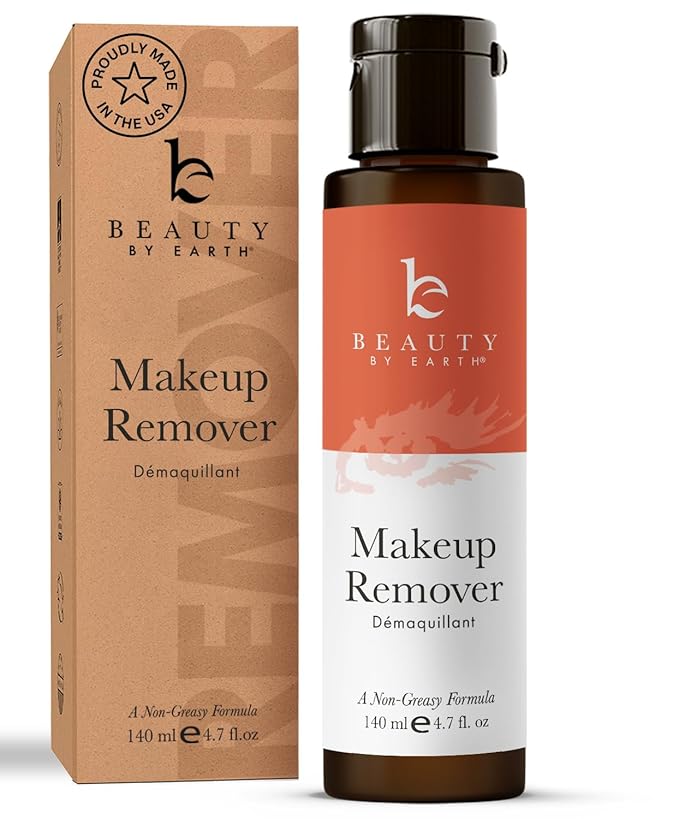 Makeup Remover - USA Made with Natural & Organic Ingredients Face and Eye Make Up Remover, Use with Wipes or Cotton Pads, Gentle Non-Greasy Makeup Remover for Dry, Oily and Sensitive Skin Types